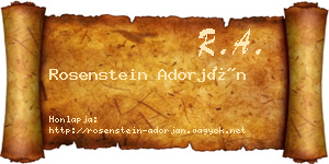 Rosenstein Adorján névjegykártya